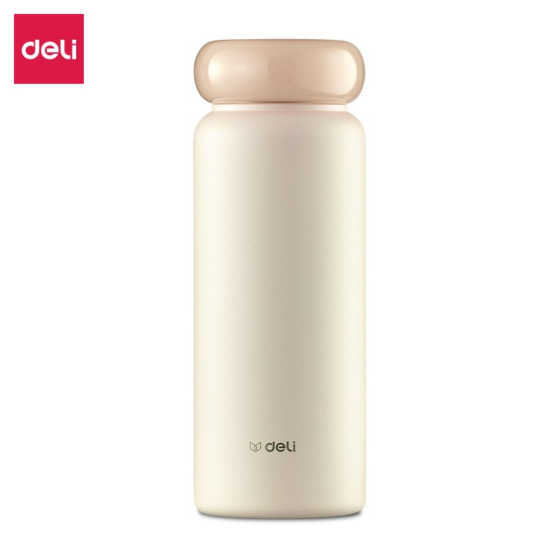 得力炫彩星环保温杯(旋盖)(400mL)(粉)