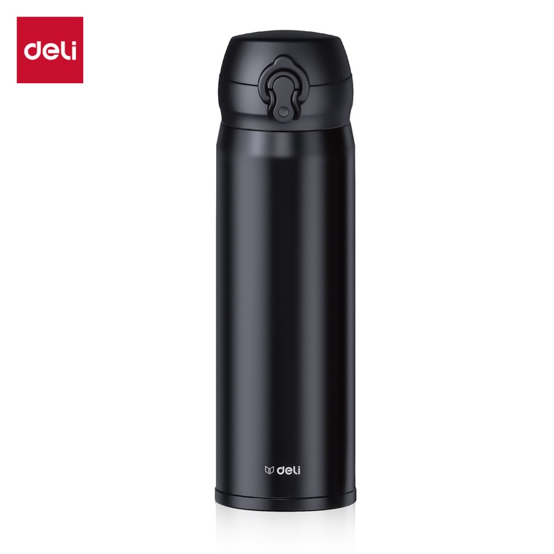 得力保温杯(弹盖)(500mL)(304内胆)(黑色)