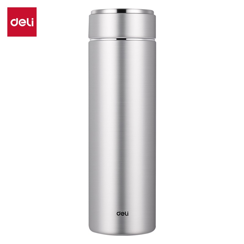 得力保温杯(旋盖)(500mL)(316L内胆)(银色)