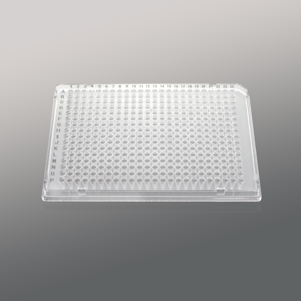 PC-384-FS-0040-CF 384孔40ul全裙边PCR板,A24切角,透明框,磨砂管