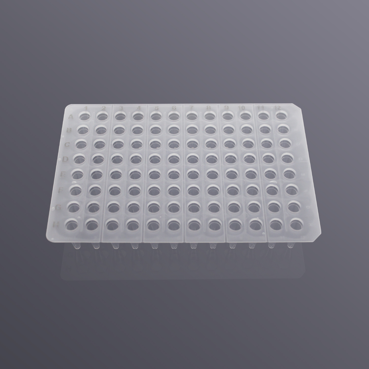 PP-96-NS-0200P 0.2ml96孔无裙边PCR板,透明,激光印字