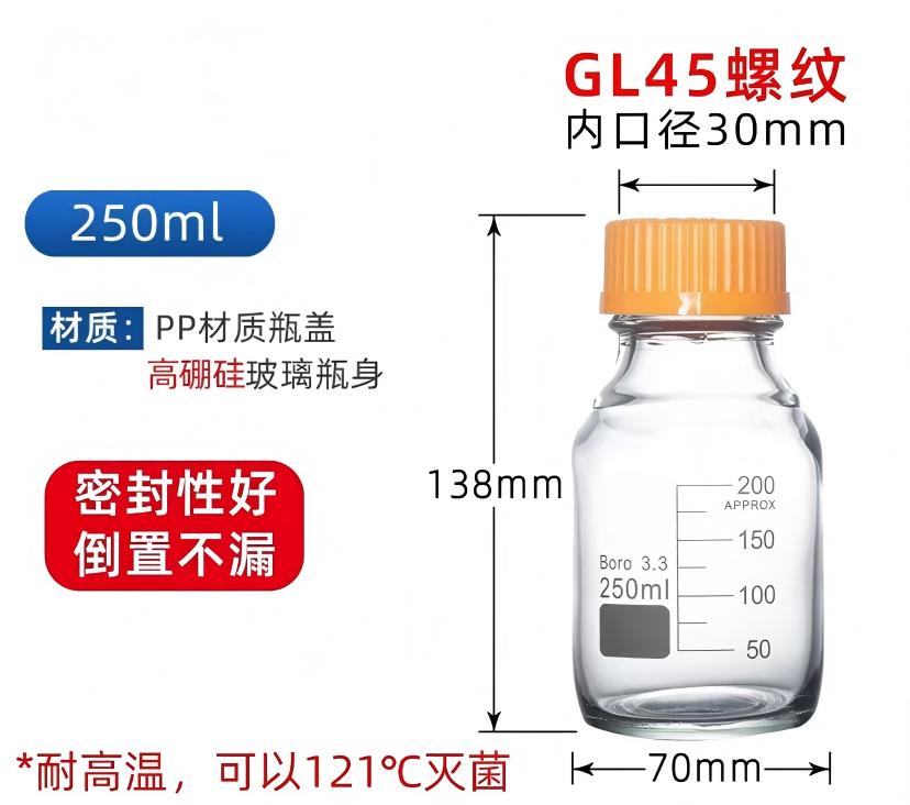 3.3高硼硅丝口试剂瓶（黄盖）