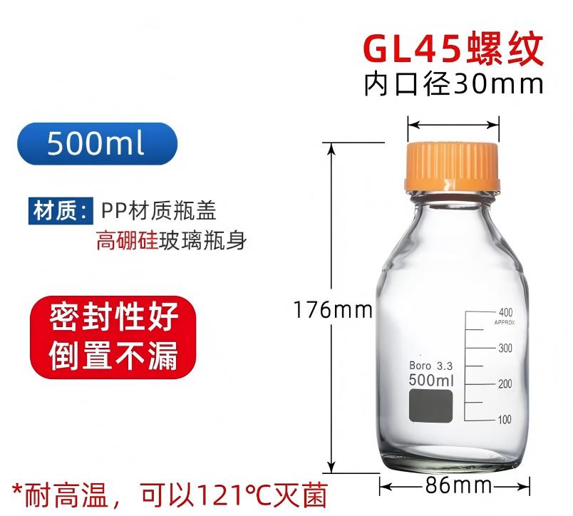 3.3高硼硅丝口试剂瓶（黄盖）