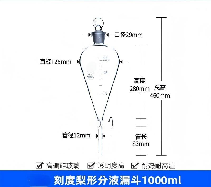 梨形分液漏斗（高硼硅）